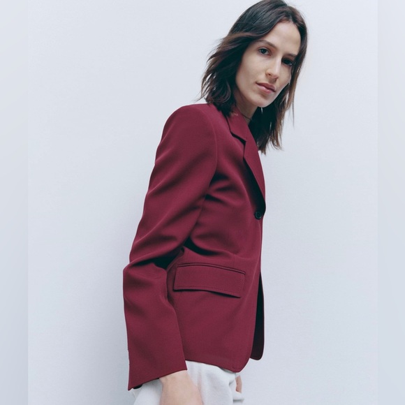 ZARA Gorgeous Wine color co-ord Set with tailored blazer & MIDI Pencil Skirt 🔥 - Picture 11 of 13